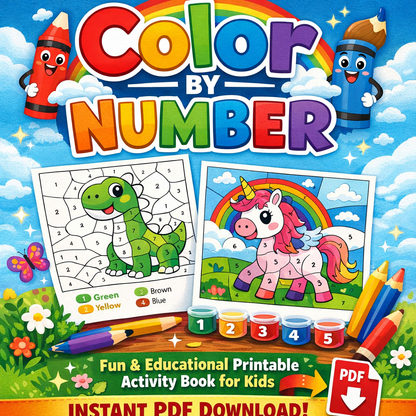Color by Number – Fun & Educational Printable Activity Book for Kids (Instant PDF Download)