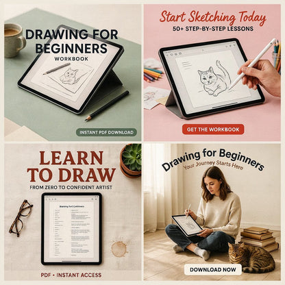 Drawing for Beginners Workbook (Digital download PDF)