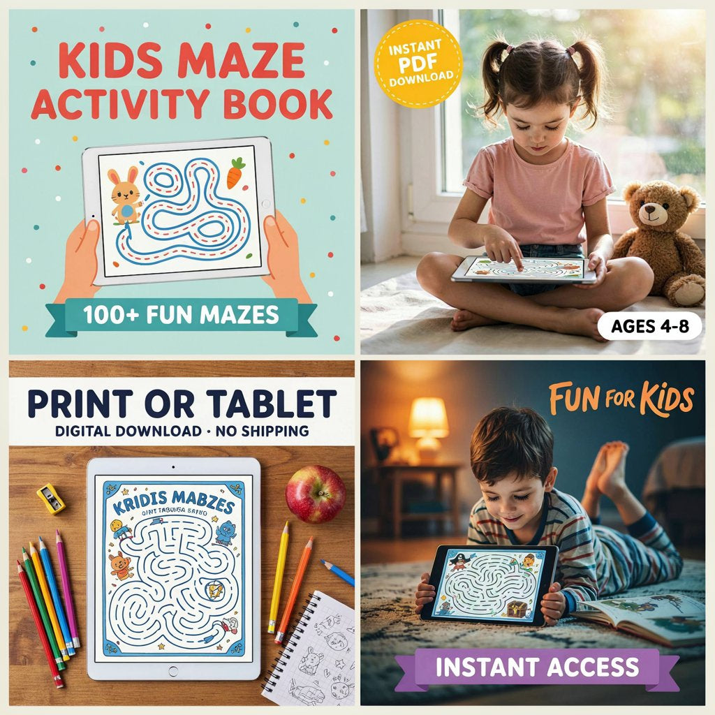 Kids Maze Activity Book (Digital download PDF)