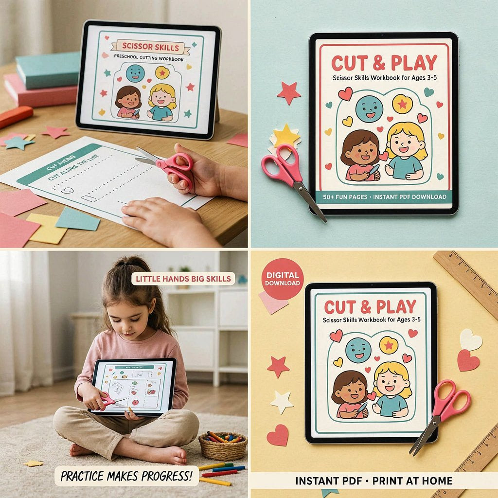 Preschool Scissor Skills Workbook (Digital download PDF)