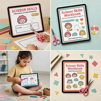 Preschool Scissor Skills Workbook (Digital download PDF)