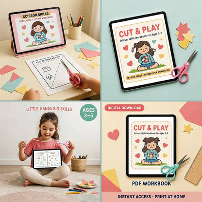 Preschool Scissor Skills Workbook (Digital download PDF)