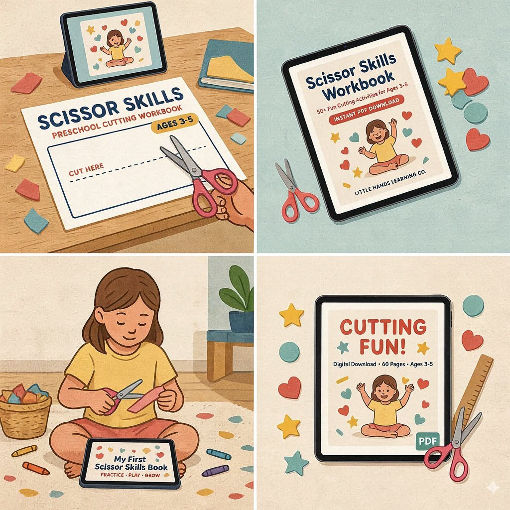 Preschool Scissor Skills Workbook (Digital download PDF)