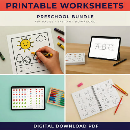 Printable Preschool Worksheets Bundle (Digital download PDF)