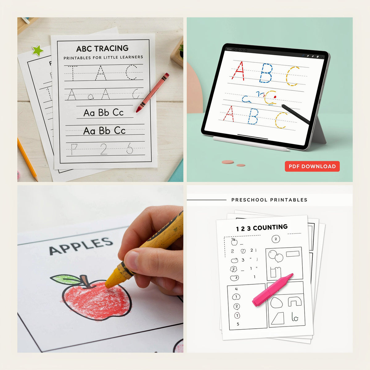 Printable Preschool Worksheets Bundle (Digital download PDF)
