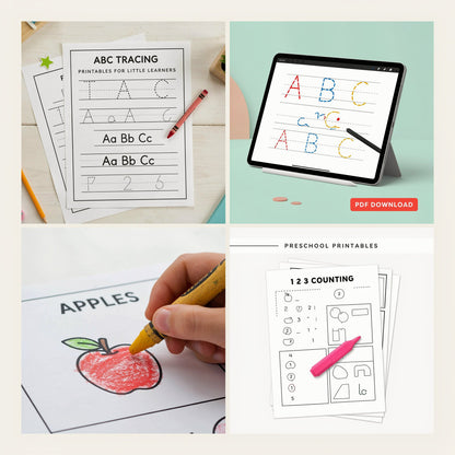 Printable Preschool Worksheets Bundle (Digital download PDF)